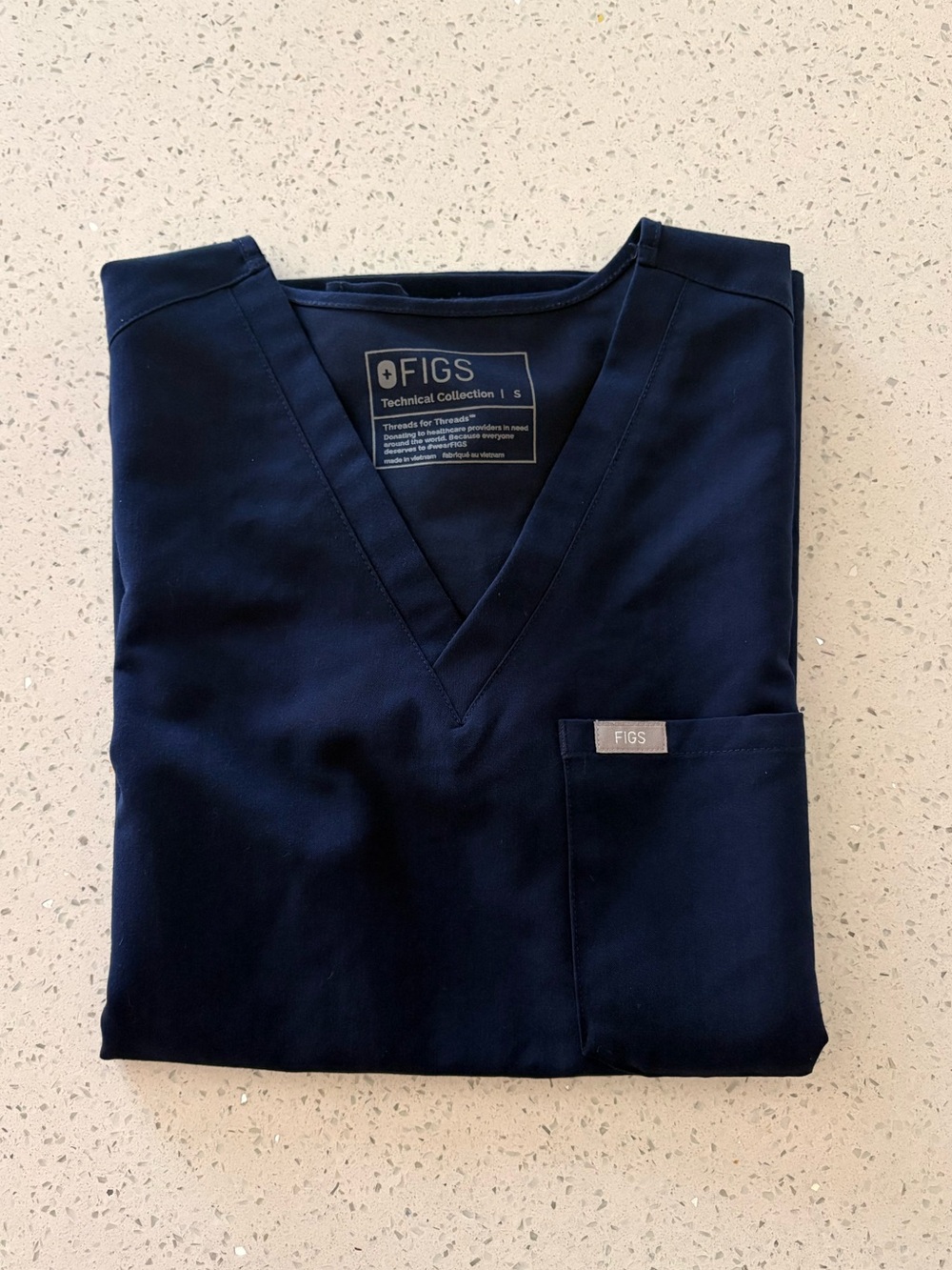 Women's Navy Catarina- One-Pocket Scrub Top - S